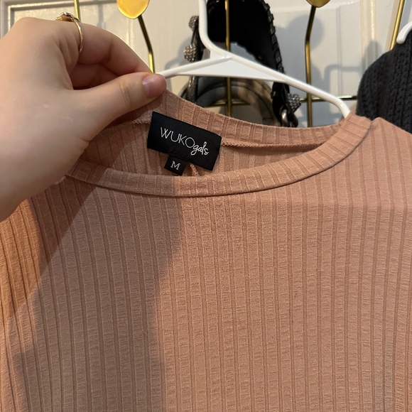 WUKO GALS Nude Ribbed Midi Dress - Size M (Fits like a L) - Picture 3 of 4